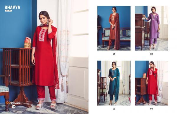 100 Miles Bhavya Cotton Exclusive Designer Kurti Pant With Dupatta Collection